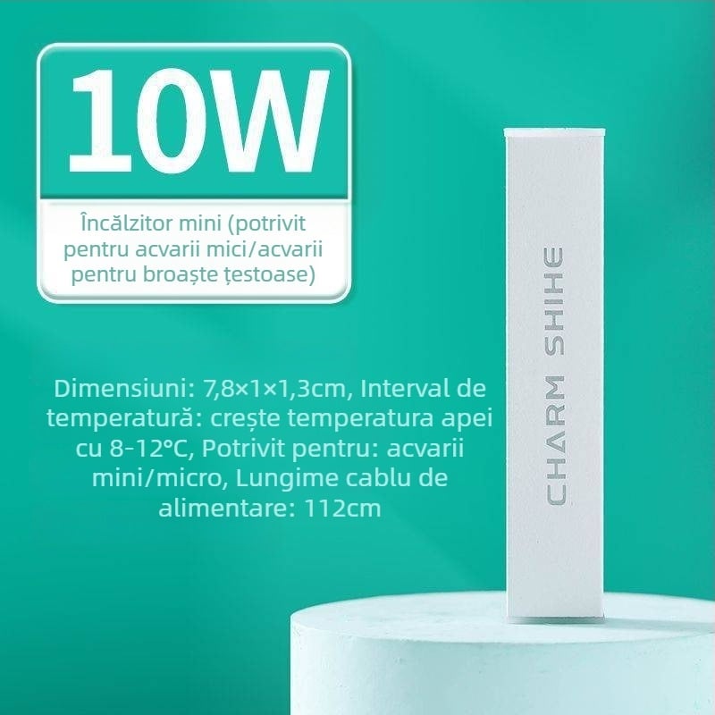 Tijă de încălzire pentru acvariu, mini tijă de încălzire inteligentă pentru birou, cilindru rotund din sticlă, control automat al temperaturii, tijă de încălzire