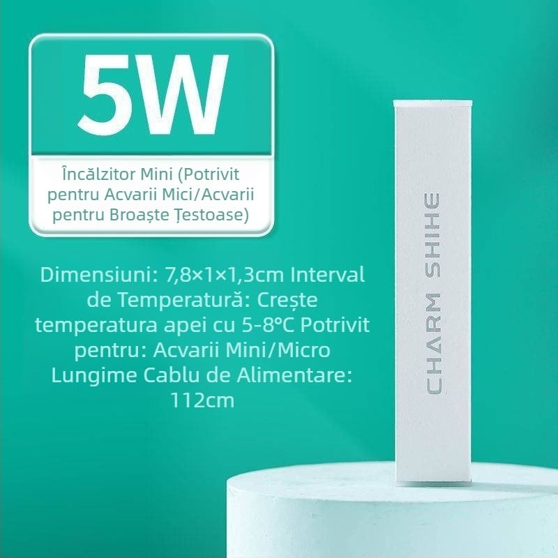Tijă de încălzire pentru acvariu, mini tijă de încălzire inteligentă pentru birou, cilindru rotund din sticlă, control automat al temperaturii, tijă de încălzire