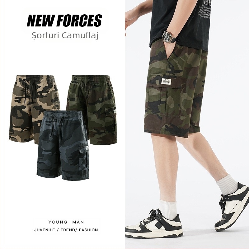 Furnizare directă din fabrică L-7XL Salopete transfrontaliere Camuflaj Pantaloni scurți de mărime mare Pantaloni sport casual lejeri pentru bărbați