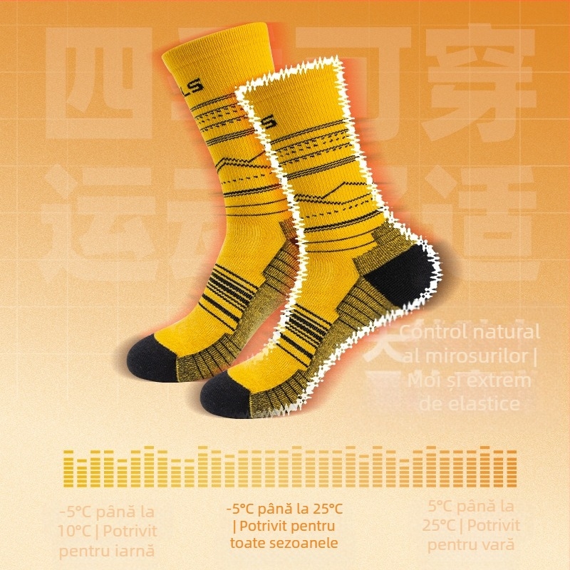 Șosete din lână Merino WRELS pentru bărbați și femei, cu tub înalt, pentru drumeții, șosete de alergare, îngroșate, cu deodorant, respirabile, șosete sport