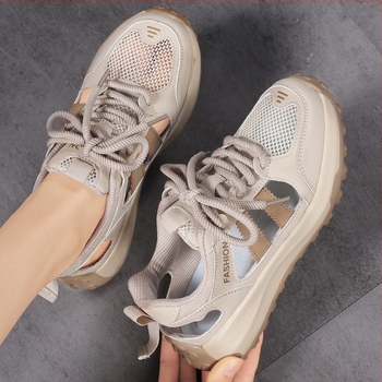 Pantofi sport casual pentru femei, stil de vară, respirabili, cu goluri, ușori, confortabili și versatili, la modă, pentru femei, pantofi de alergare în aer liber, mărimi mari