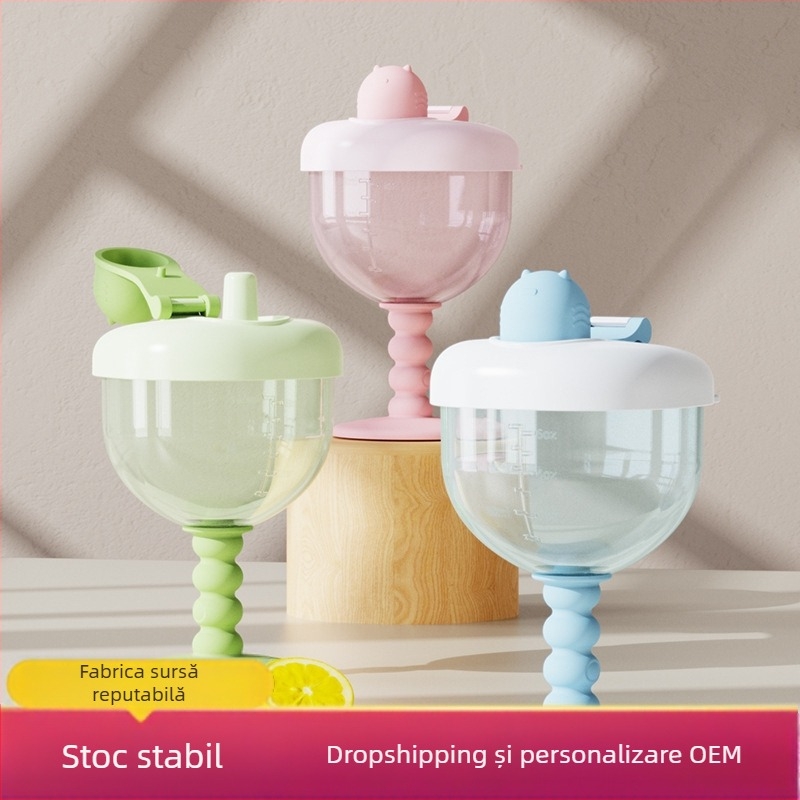 Cană de băut pentru bebeluși, pahar din material PP, uz casnic, cană cu paie pentru copii, cană de lapte anti-cădere cu cântar, en-gros
