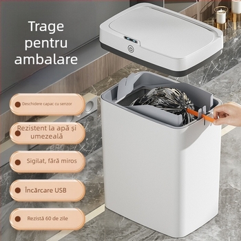 Coș de gunoi inteligent, fără atingere, cu capac deschis, ambalare automată, coș de gunoi inteligent, coș de gunoi pentru baie, coș de depozitare a gunoiului
