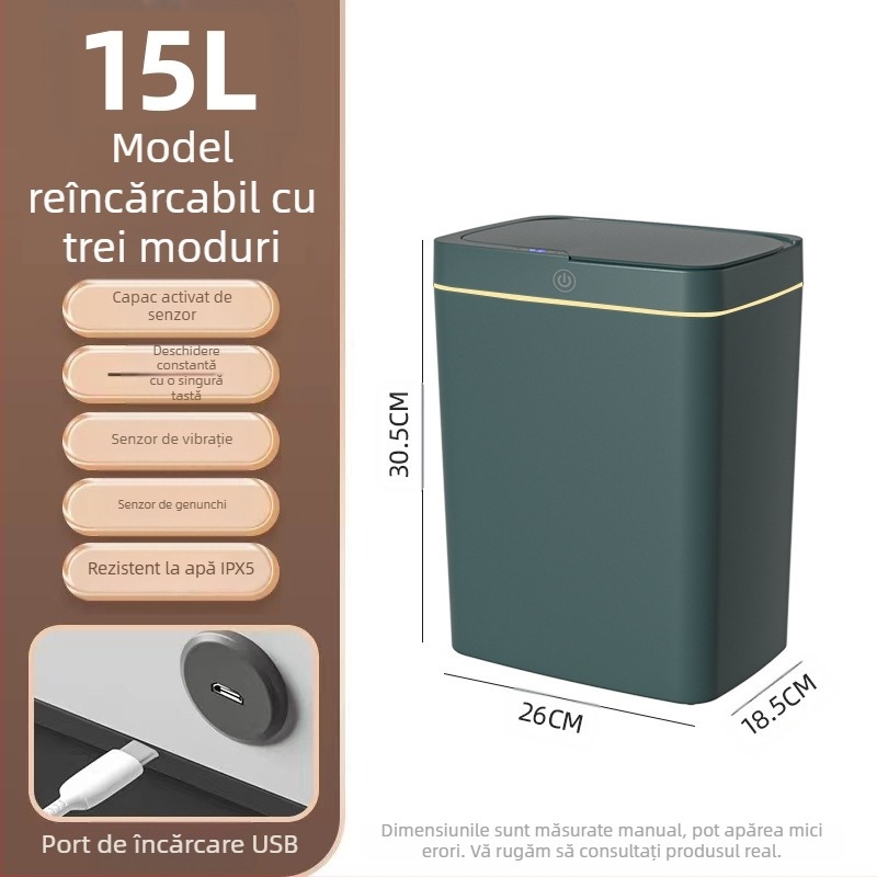 Coș de gunoi inteligent, fără atingere, cu capac deschis, ambalare automată, coș de gunoi inteligent, coș de gunoi pentru baie, coș de depozitare a gunoiului