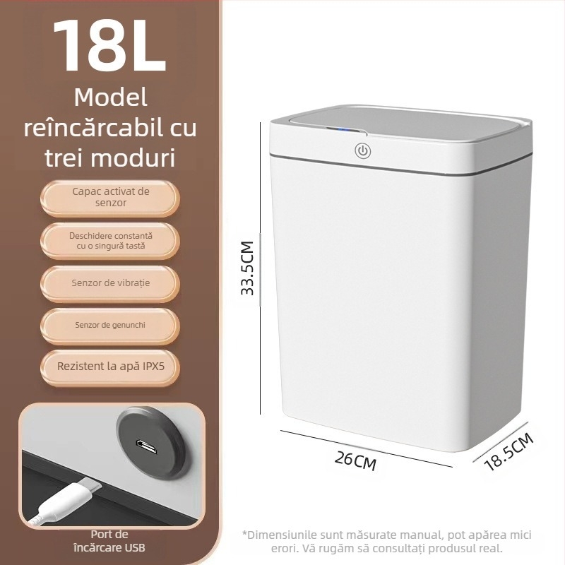 Coș de gunoi inteligent, fără atingere, cu capac deschis, ambalare automată, coș de gunoi inteligent, coș de gunoi pentru baie, coș de depozitare a gunoiului