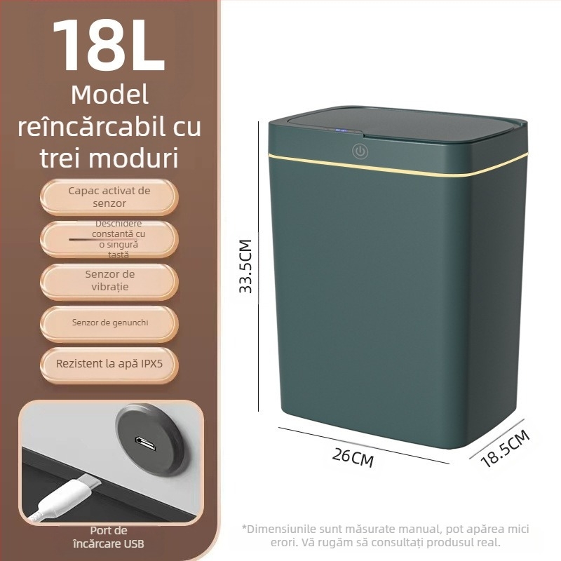 Coș de gunoi inteligent, fără atingere, cu capac deschis, ambalare automată, coș de gunoi inteligent, coș de gunoi pentru baie, coș de depozitare a gunoiului