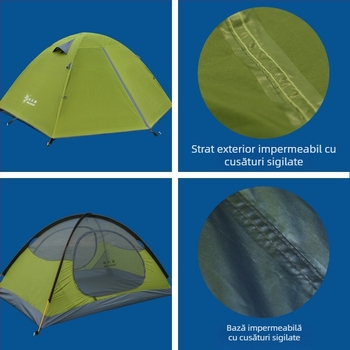 Cort de camping cu două straturi, rezistent la ploaie și soare, cu stâlp din aluminiu, pentru 2-4 persoane, transfrontalier Amazon Hilman Zhengtu