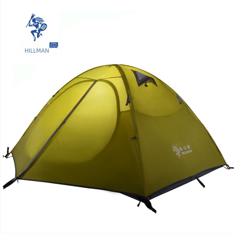 Cort de camping cu două straturi, rezistent la ploaie și soare, cu stâlp din aluminiu, pentru 2-4 persoane, transfrontalier Amazon Hilman Zhengtu