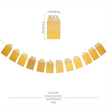Drapel transfrontalier ianuarie-decembrie pentru cadru de ziua de naștere a bebelușilor, decorațiuni pentru petreceri de ziua de naștere pentru copii, drapel de ziua de naștere, personalizare en-gros