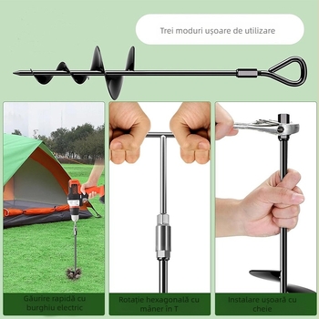 Ancore de sol de 18 inch, ancore spiralate rezistente pentru sol, ancore pentru cuști de câini, ancore pentru balansoar, ancore fixe pentru sol pentru trambulină, ancore pentru animale de companie