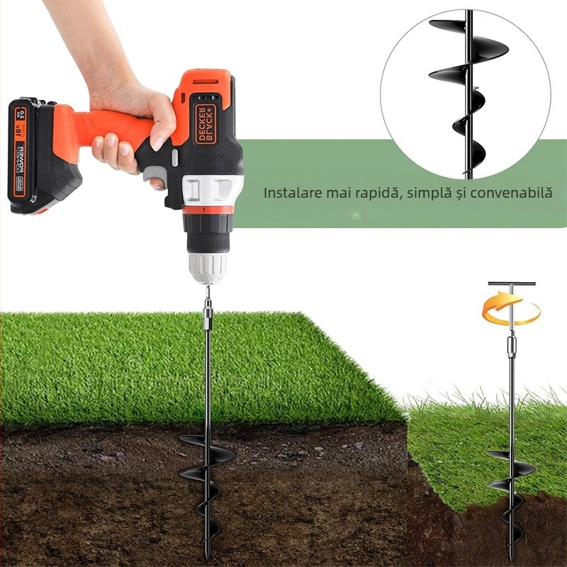 Ancore de sol de 18 inch, ancore spiralate rezistente pentru sol, ancore pentru cuști de câini, ancore pentru balansoar, ancore fixe pentru sol pentru trambulină, ancore pentru animale de companie