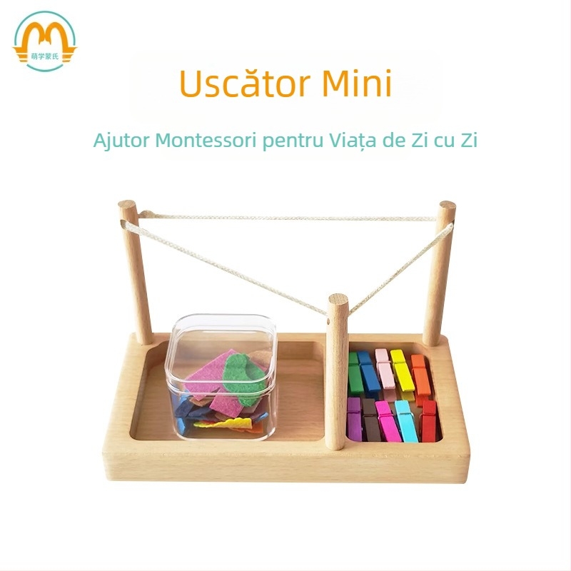 Set de accesorii didactice Montessori pentru îngrijirea copiilor, uscarea hainelor, antrenamentul motorului fin, cleme pentru viața de zi cu zi