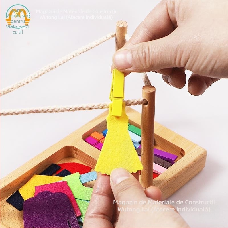 Set de accesorii didactice Montessori pentru îngrijirea copiilor, uscarea hainelor, antrenamentul motorului fin, cleme pentru viața de zi cu zi