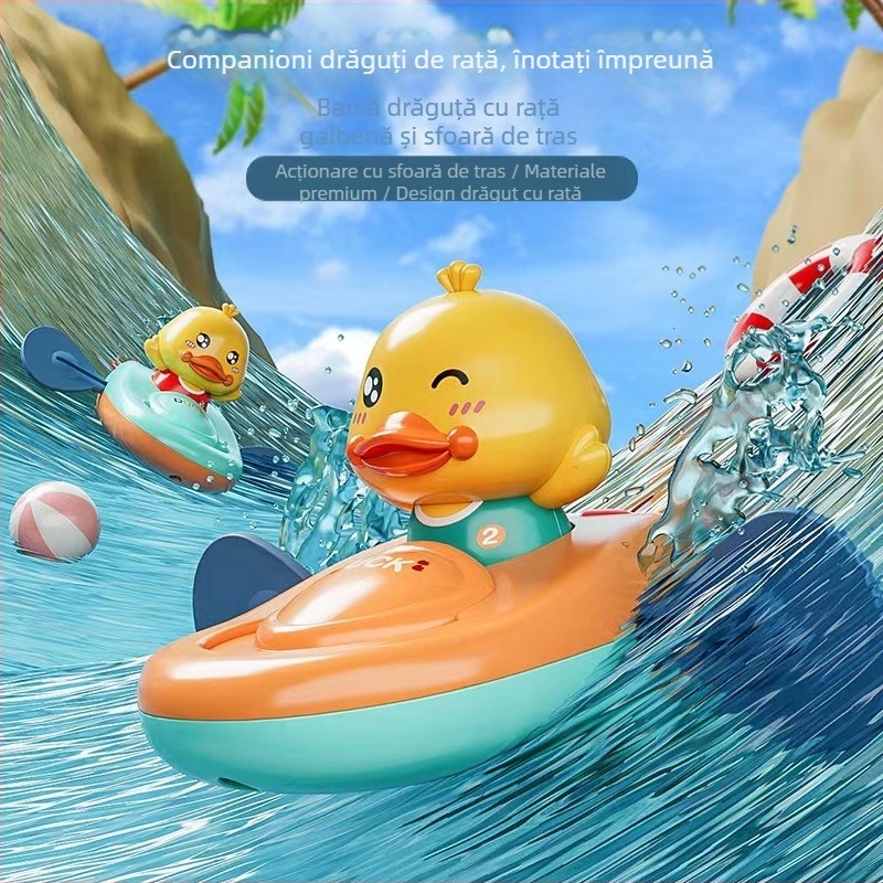Jucării acvatice pentru bebeluși, caiac, rață galbenă, canotaj, baie, fete, copii, baie, cablu de plajă înfășurat