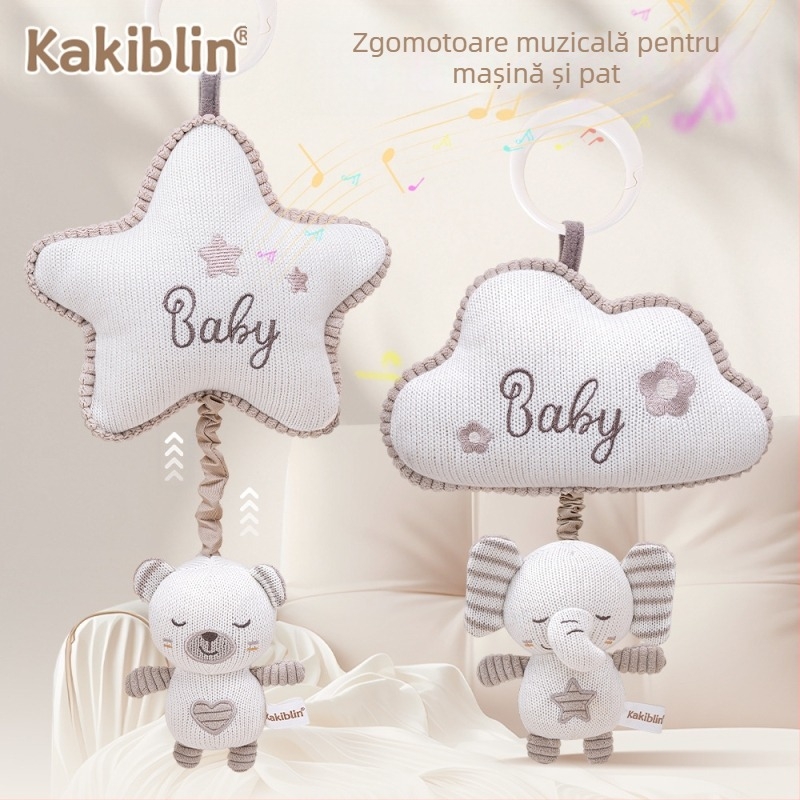 Coco Bei Le Lână Nouă Tricotată Jucărie Mașină pentru Bebeluși Agățată Confort Păpușă Pat pentru Bebeluși Pat Muzical Agățat Clopoțel