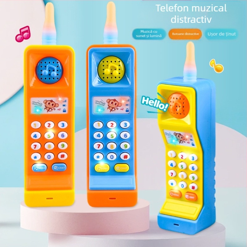 Simulare de jucărie de telefon mobil pentru copii, telefon analogic cu sunet și muzică ușoară, băieți și fete, model de jucărie educațională luminoasă