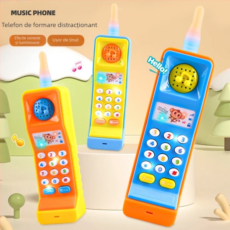 Simulare de jucărie de telefon mobil pentru copii, telefon analogic cu sunet și muzică ușoară, băieți și fete, model de jucărie educațională luminoasă