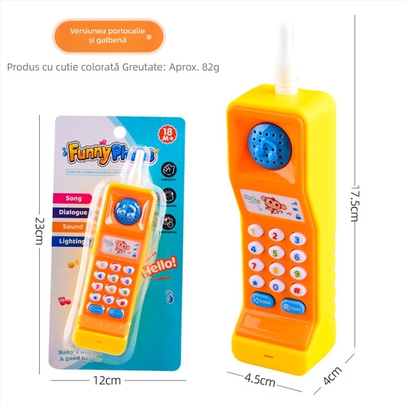 Simulare de jucărie de telefon mobil pentru copii, telefon analogic cu sunet și muzică ușoară, băieți și fete, model de jucărie educațională luminoasă