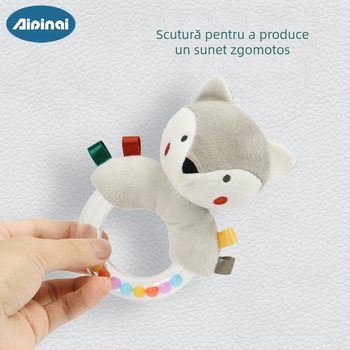 Inel calmant pentru bebeluși, inel de mână pentru copii de 0-1 ani, inel de mână pentru nou-născuți, puzzle, jucărie de pluș, inel de mână