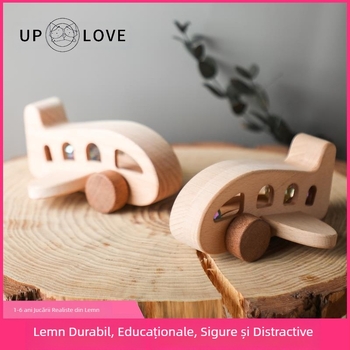 Model de avion cu bile, bebeluș de 2 ani, băiat de 4 ani, avion mic din lemn, jucării din lemn pentru copii, puzzle pentru educație timpurie