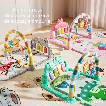 Suport de fitness pentru bebeluși, vânzare internațională, cu pedală muzicală, saltea de joc, jucărie de pian pentru nou-născuți, 36 de luni