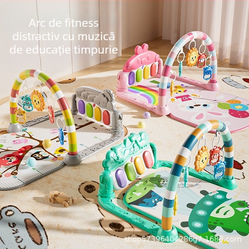Suport de fitness pentru bebeluși, vânzare internațională, cu pedală muzicală, saltea de joc, jucărie de pian pentru nou-născuți, 36 de luni
