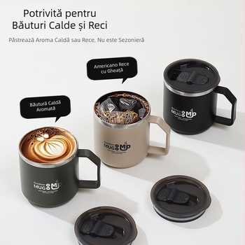 Cană din oțel inoxidabil 304, anti-cădere, cu capac, pentru dormitor studențesc, ceașcă de lapte pentru bărbați și femei, ceașcă de apă pentru acasă, ceașcă de cafea pentru birou