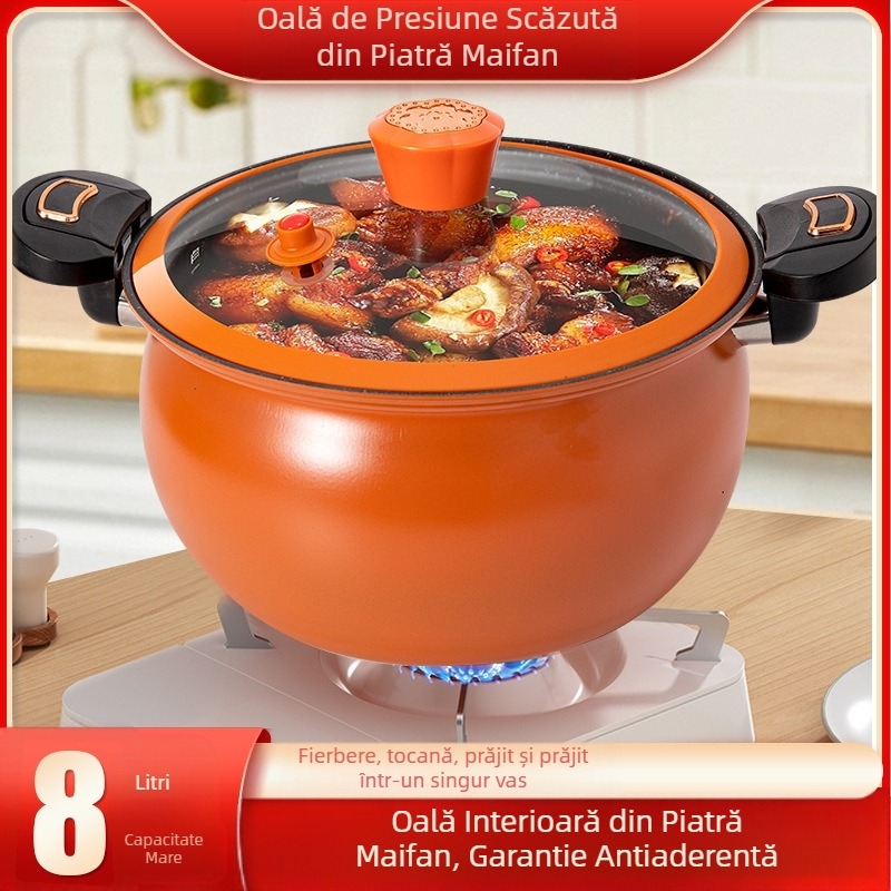 Chubby Dundun oală cu micropresiune, oală de supă antiaderentă de uz casnic, Chubby Dudu multifuncțională, aragaz cu inducție mică, oală universală pentru tocană, cu gaz
