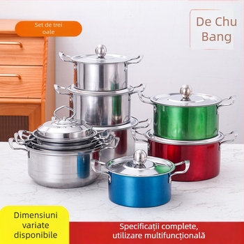 Set de oale din oțel inoxidabil transfrontalier, set de oale din trei piese, set de oale pentru supă binaurale cadou, set de oale din șase piese, en-gros