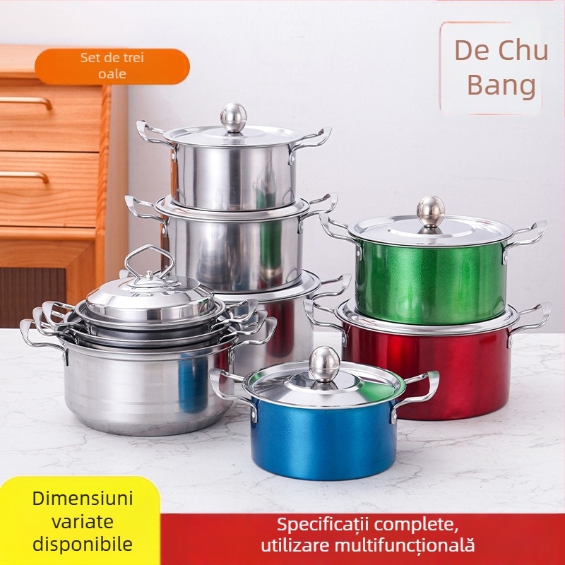 Set de oale din oțel inoxidabil transfrontalier, set de oale din trei piese, set de oale pentru supă binaurale cadou, set de oale din șase piese, en-gros