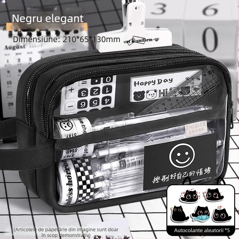 Penar cu nouă straturi, capacitate mare, creativ, pentru pisici, penar pentru studenți, geantă de papetărie simplă de nișă, de mare valoare, pentru băiat