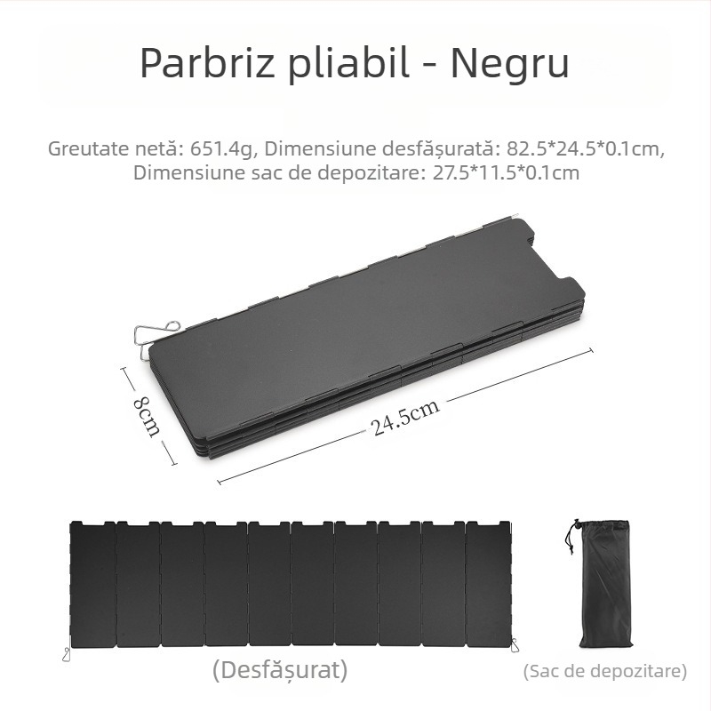 Deflector de vânt pliabil pentru camping în aer liber, cuptor cu casetă de fier, capac rezistent la vânt cu mai multe fețe, husă anti-vânt cu zece ori, sobă feroce, placă anti-vânt, en-gros