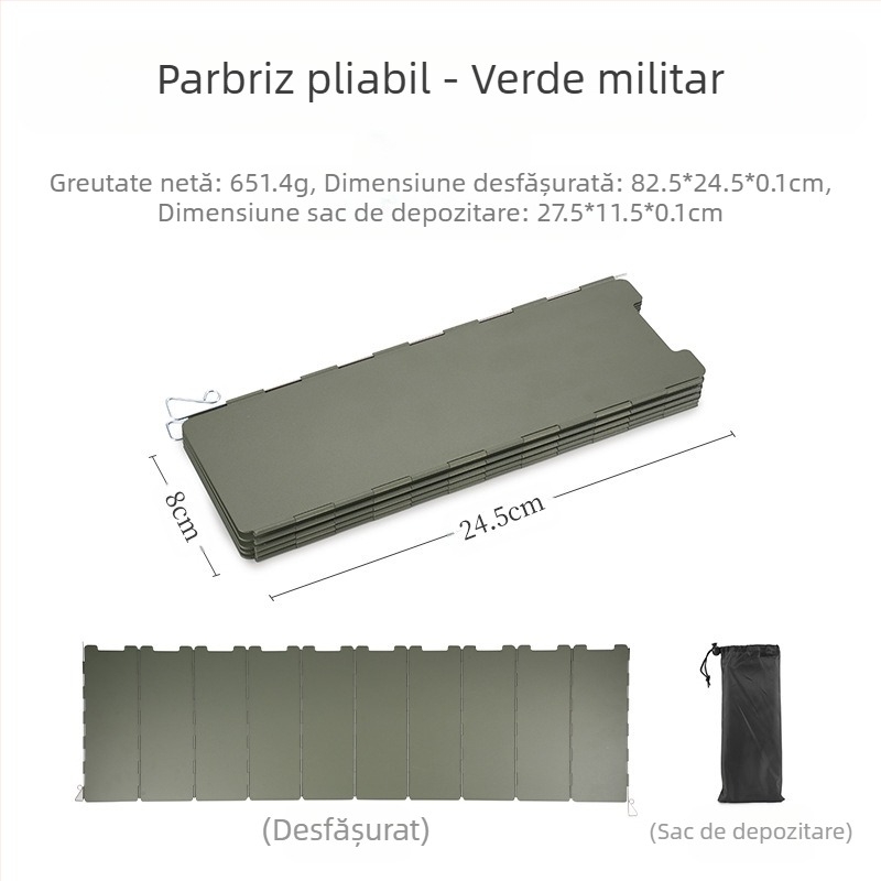 Deflector de vânt pliabil pentru camping în aer liber, cuptor cu casetă de fier, capac rezistent la vânt cu mai multe fețe, husă anti-vânt cu zece ori, sobă feroce, placă anti-vânt, en-gros