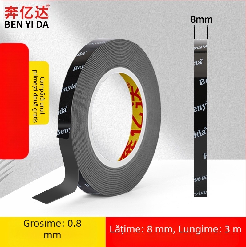 Adeziv dublu-adeziv super puternic, cu vâscozitate ridicată, adeziv puternic pentru perete, nu deteriorează peretele, bandă adezivă fără sudură, spumă auto, nu lasă urme