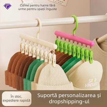 Umeraș de uz casnic cu clemă, valoare de culoare ridicată, clemă fără sudură, umeraș de haine multifuncțional, cu o singură potrivire, lenjerie de corp din plastic, clemă pentru șosete