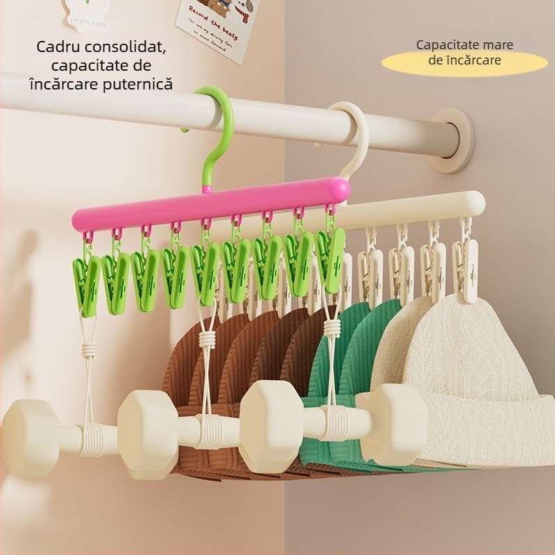 Umeraș de uz casnic cu clemă, valoare de culoare ridicată, clemă fără sudură, umeraș de haine multifuncțional, cu o singură potrivire, lenjerie de corp din plastic, clemă pentru șosete