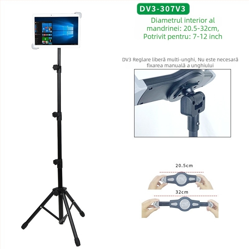 Suport tabletă en-gros, suport trepied negru de 12 inch, retractabil, 1,6 m, suport telefon mobil leneș, livrare