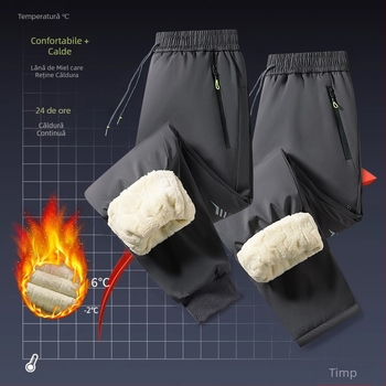 80-320 Nord-Est Pantaloni de bumbac impermeabili rezistenți la frig pentru bărbați Iarnă căptușită cu fleece Îngroșată Super Groasă Catifea de miel Îngrășământ plus mărime Pantaloni caldi