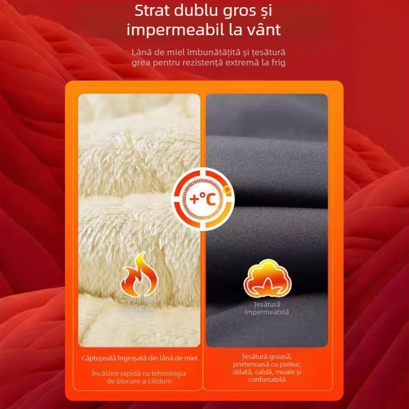 80-320 Nord-Est Pantaloni de bumbac impermeabili rezistenți la frig pentru bărbați Iarnă căptușită cu fleece Îngroșată Super Groasă Catifea de miel Îngrășământ plus mărime Pantaloni caldi