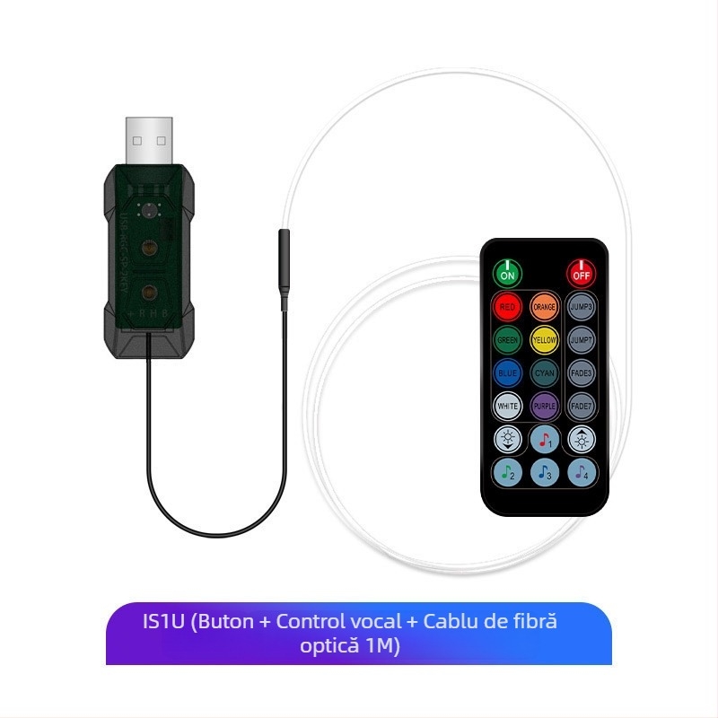 Lumină decorativă USB fără fir, cu 64 de culori, cu atmosferă auto, cu aplicație de control central colorată, ritm muzical