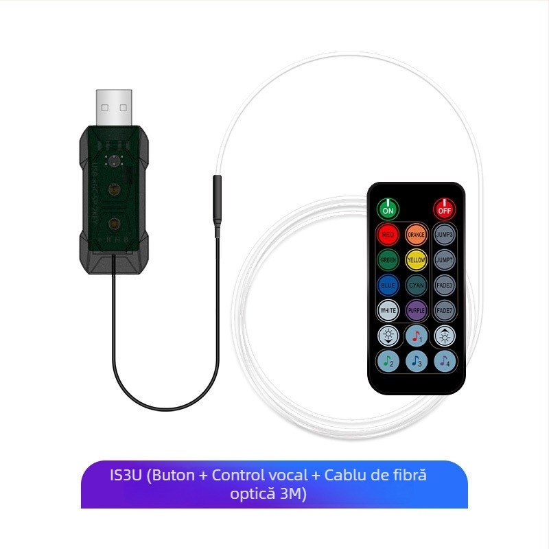Lumină decorativă USB fără fir, cu 64 de culori, cu atmosferă auto, cu aplicație de control central colorată, ritm muzical