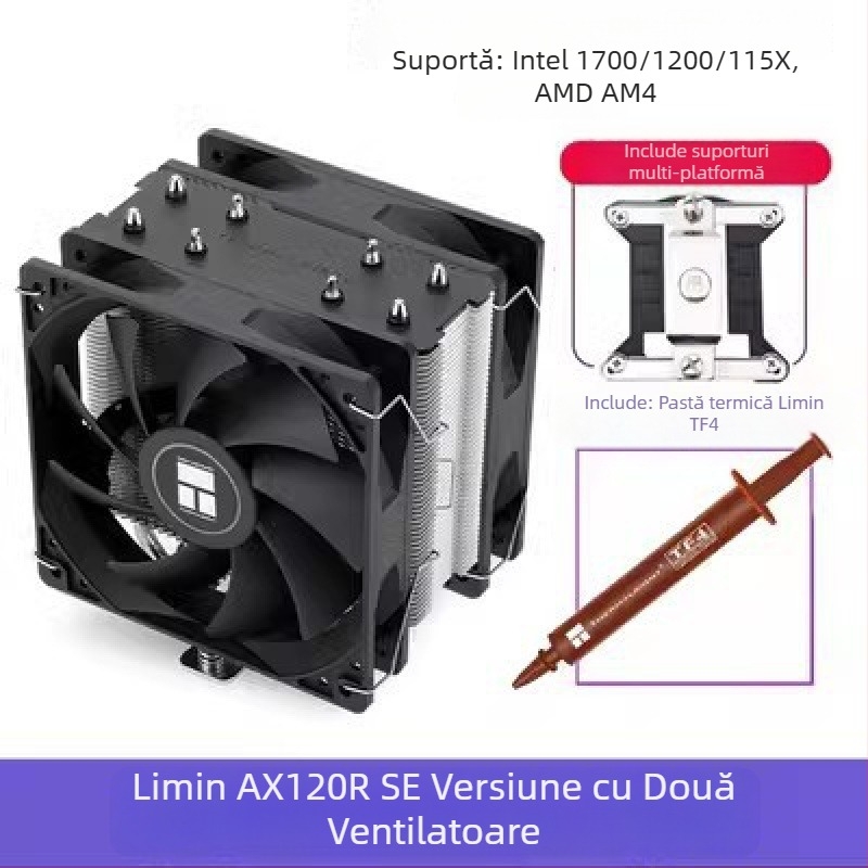 Limin AX120R SE radiator CPU computer anti-gravitațional desktop ventilator ARGB mut alb 1700/AM5