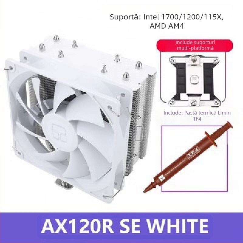 Limin AX120R SE radiator CPU computer anti-gravitațional desktop ventilator ARGB mut alb 1700/AM5