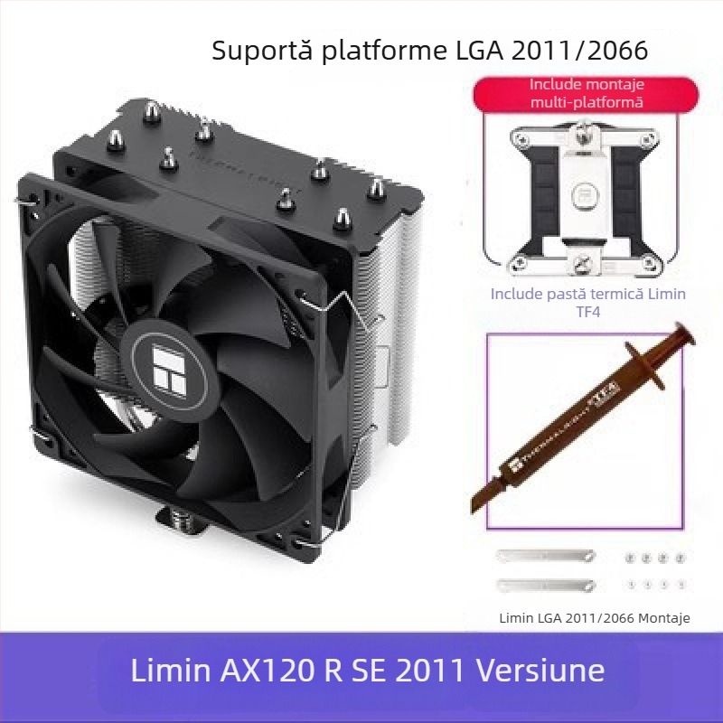 Limin AX120R SE radiator CPU computer anti-gravitațional desktop ventilator ARGB mut alb 1700/AM5