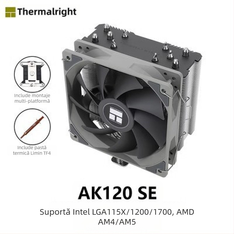 Limin AX120R SE radiator CPU computer anti-gravitațional desktop ventilator ARGB mut alb 1700/AM5