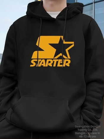 Hanorac casual pentru bărbați cu model geometric - mânecă lungă, pulover cu buzunar cangur pentru activități în aer liber și sport