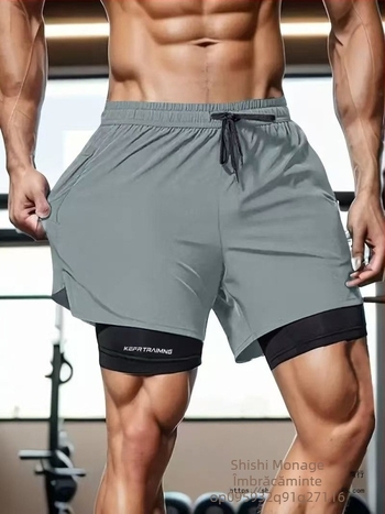 Pantaloni sport dublu strat anti-expunere pentru bărbați și femei, pentru comerț exterior, cu trei sferturi, transfrontalieri, pentru vară, anti-expunere, pentru alergare în aer liber