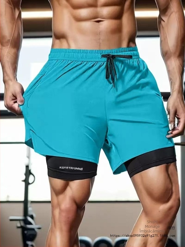 Pantaloni sport dublu strat anti-expunere pentru bărbați și femei, pentru comerț exterior, cu trei sferturi, transfrontalieri, pentru vară, anti-expunere, pentru alergare în aer liber