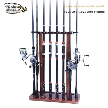 Suport de podea pentru undițe din lemn masiv, cu 8/14 poziții, suport pentru depozitarea undițelor fără perforații, produs nou transfrontalier