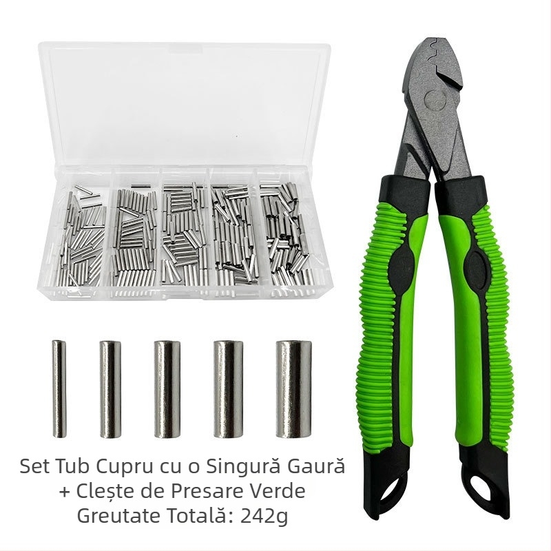 Echipament de pescuit, tub de cupru, tub dublu de cupru, suport de fir de pescuit, clește de sertizare pentru carcasă, clemă de sertizare pentru țevi de oțel, costum